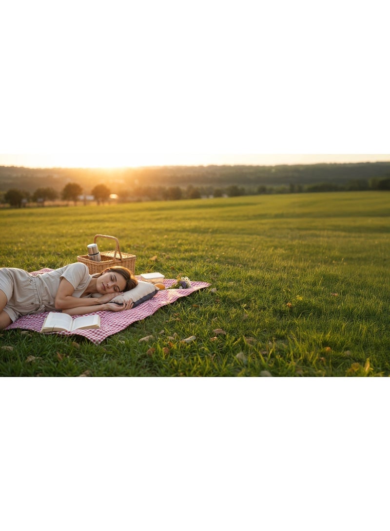 جرين ليون وسادة تخييم قابلة للنفخ مع دعم عنق مريح، تضخيم ذاتي خلال 10 ثواني، قماش تنفسي وذاكرة فوم، وسادة سفر خفيفة الوزن للغاية، مثالية للتنزه/الطائرة/السيارة، حقيبة حمل مرفقة - Image 3